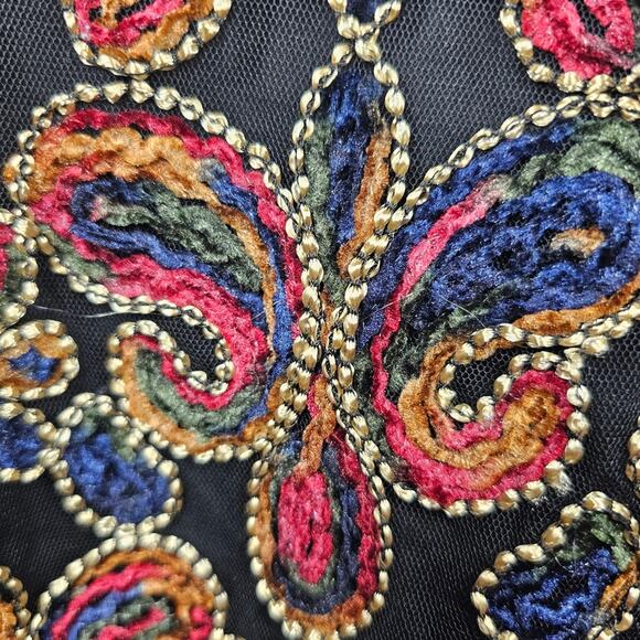 Karlie Multicolored Embroidered Bell Sleeve Velvet Mini Dress NWT Size L - Picture 7 of 15